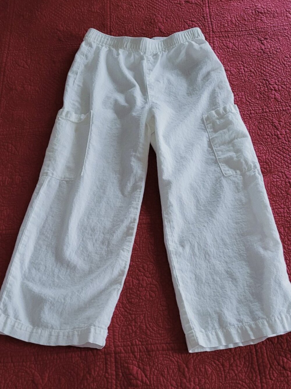 Gap Ivory Linen Blend Wide-Leg Pants 8 (M)